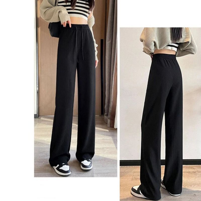 Summer Bubble Milk Puff Cloud High Waist Wide Leg Pants Women