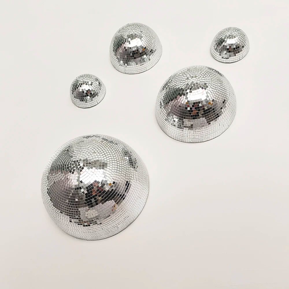 Wall Mounted Disco Ball Mirror Decor – Metallic Half Sphere Mirror Ball for Home, Wedding & Party Wall Art