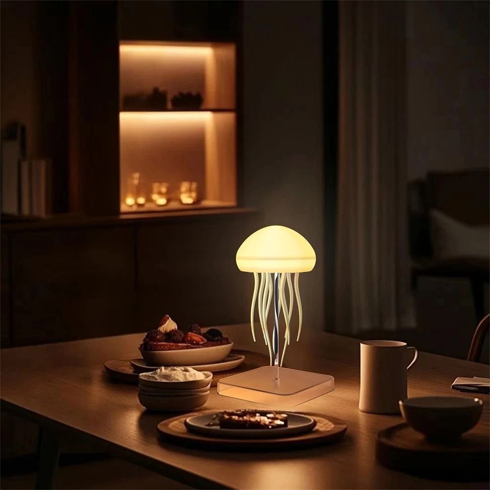 Cartoon Jellyfish 3D LED Night Light Voice Controlled RGB Table Lamp
