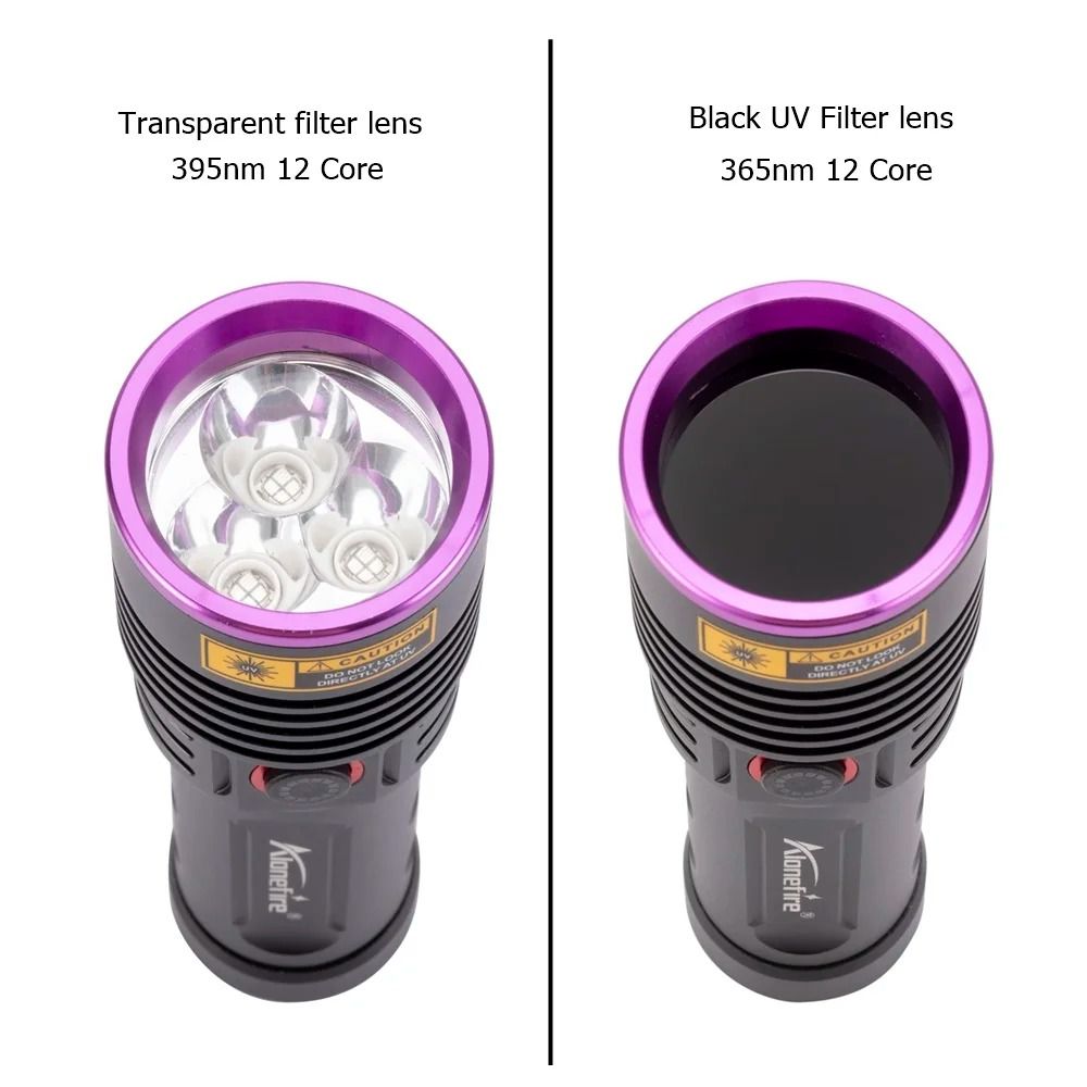 High Power UV Flashlight with Rechargeable Battery and Blacklight Detection