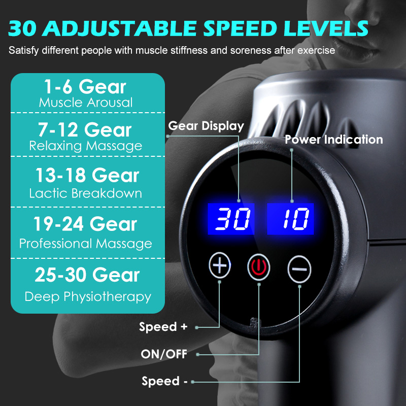 Electric Percussion Fascial Massage Gun, Pistol Massager for Deep Tissue Pain Relief, Muscle Relaxation, Fitness Therapy