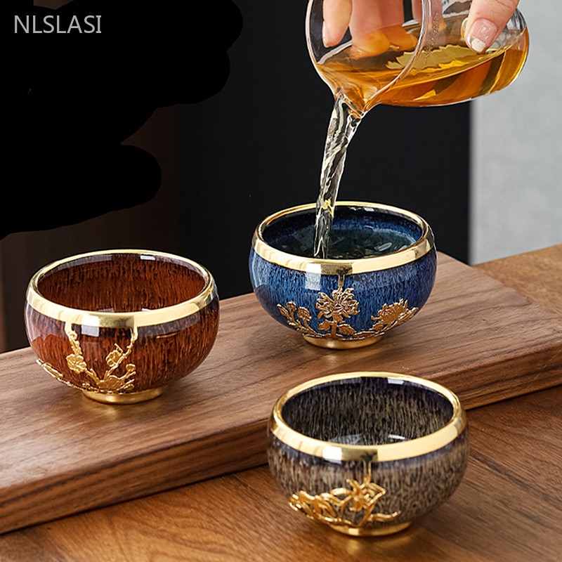 Antique Zen Ceramic Tea Cup Set, High Quality Kiln Change Master Cup, Exquisite Teacup Gift Box, Small Beauty Tea Bowl