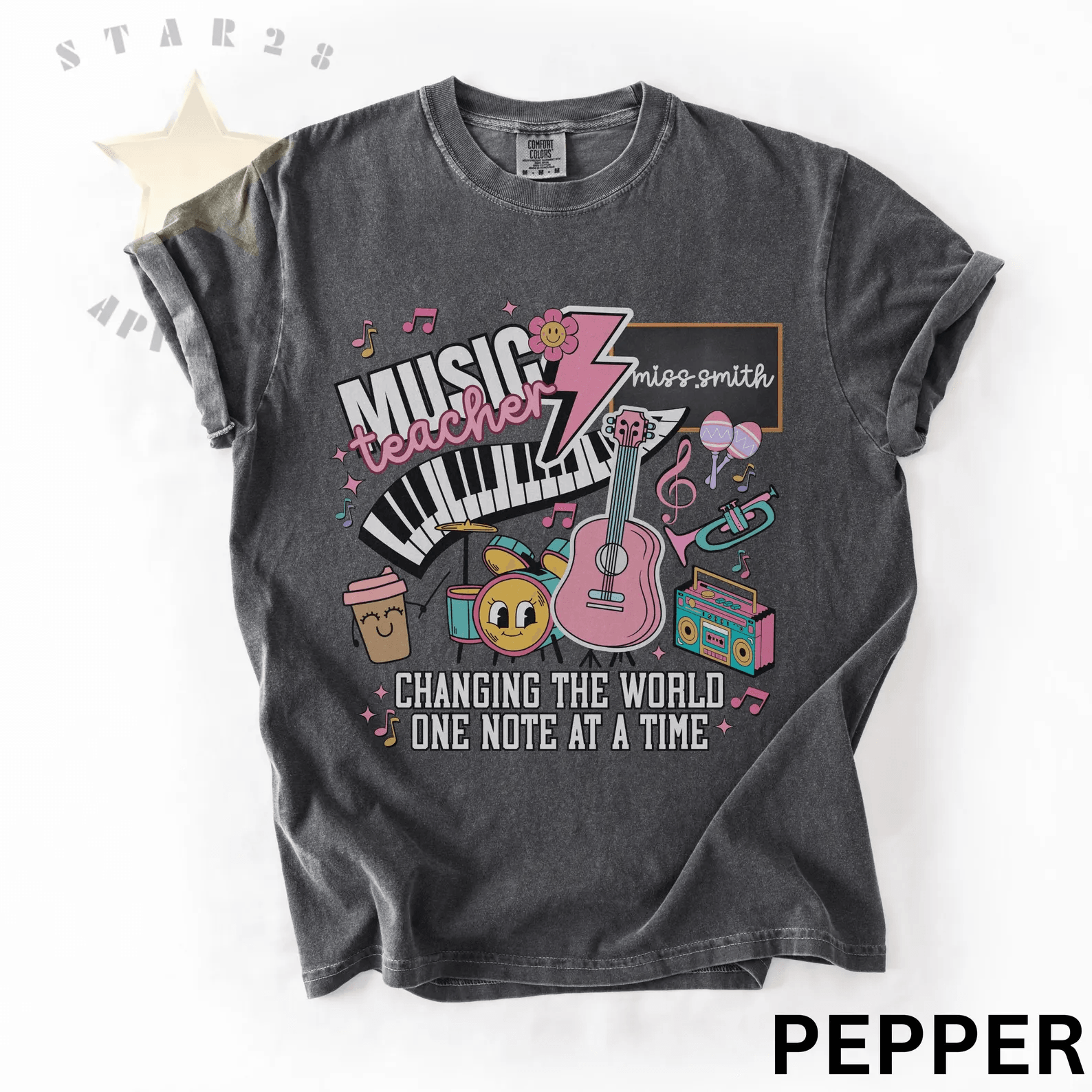 Personalized Music Teacher Shirt | Music Teacher Doodle Shirt Comfort Colors Gift for Teachers