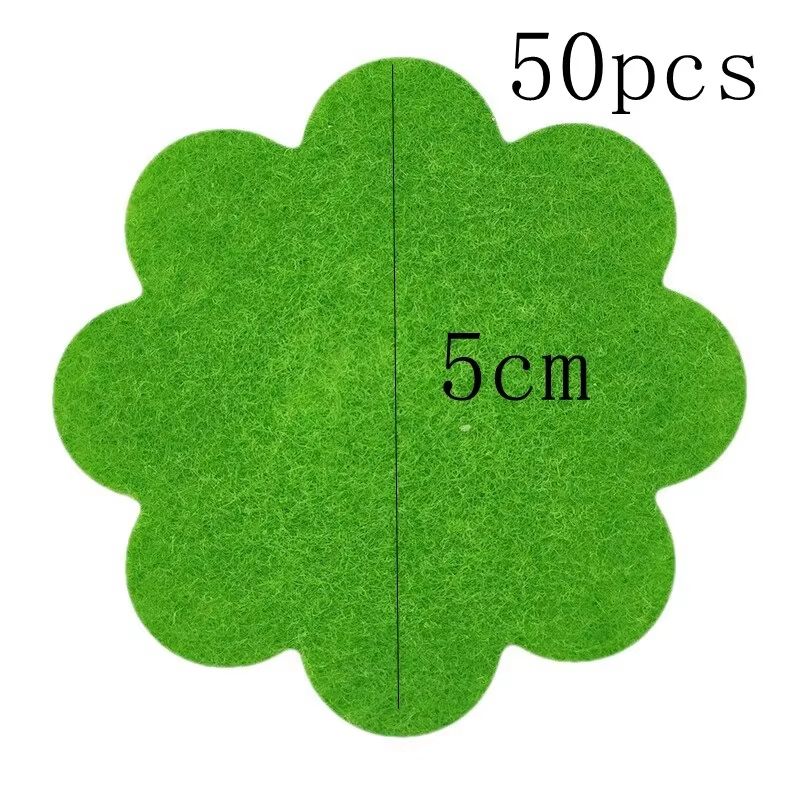 Green Non-Woven Fabric Plant Pot Hole Pad 50 Pack Flower-Shape Soil Mat Gasket