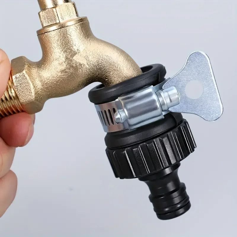 Universal High-Pressure Hose Connector with Built-in Water Filter - Fits EU/US Threads