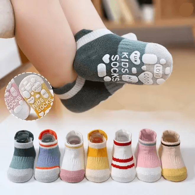 Baby Anti Slip Cotton Socks 5 Pair Non Slip Floor Socks for Newborn to 5 Years