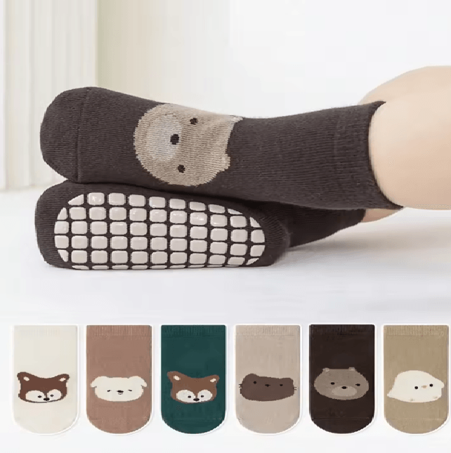 SmileGrip Baby Non Slip Floor Socks 6 Pair Set for Boys and Girls