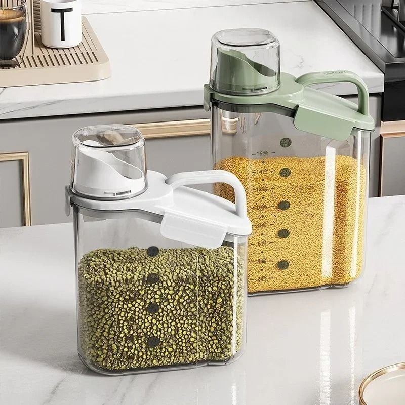 1.5L Airtight Cereal Storage Dispenser with Integrated Measuring Cup