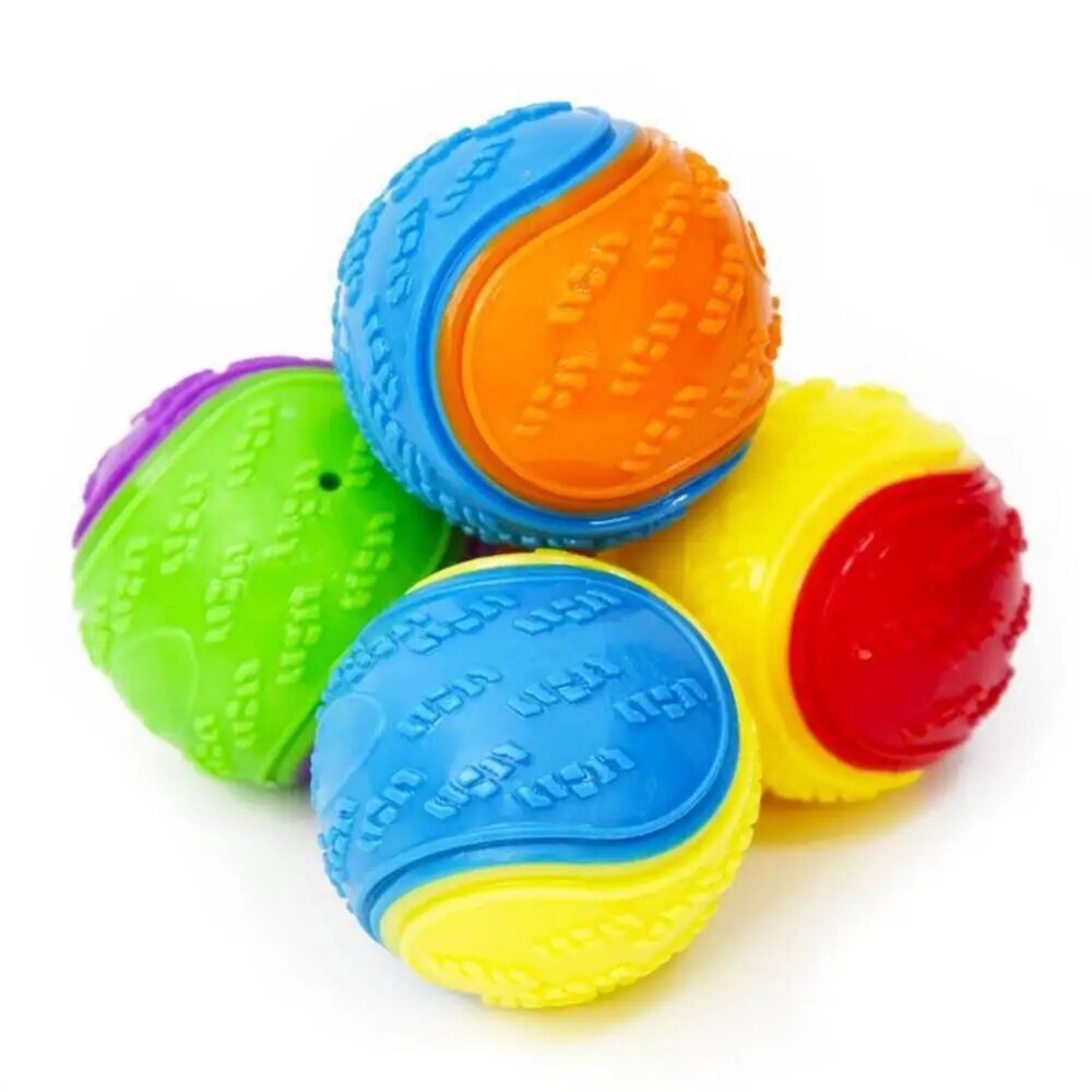 Durable Rubber Dog Squeaky Balls: Chew & Bounce Toy for Training