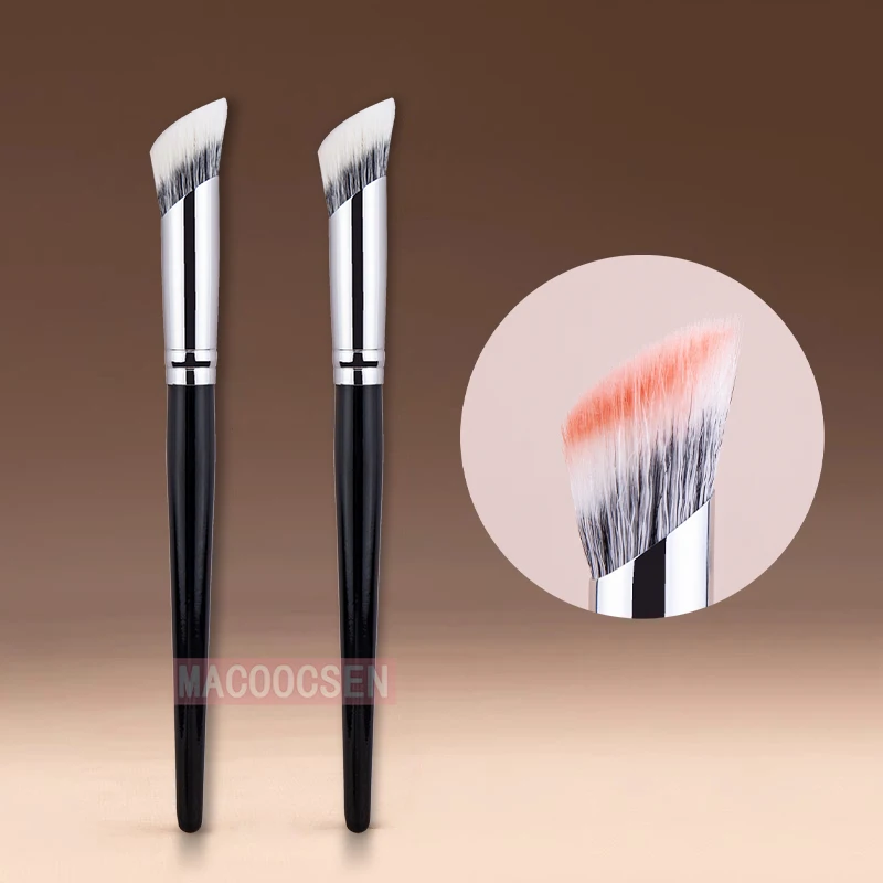 Angled Blush Brush Duo Fiber Goat Hair Stippling Diffusion Powder Liquid Blusher Makeup Brush Beauty Tool