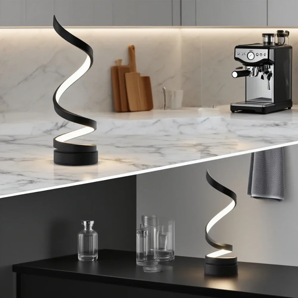 Adjustable Brightness LED Spiral Dimmable Table Lamp, Perfect for Living Room, Bedroom, Office, and Study Use