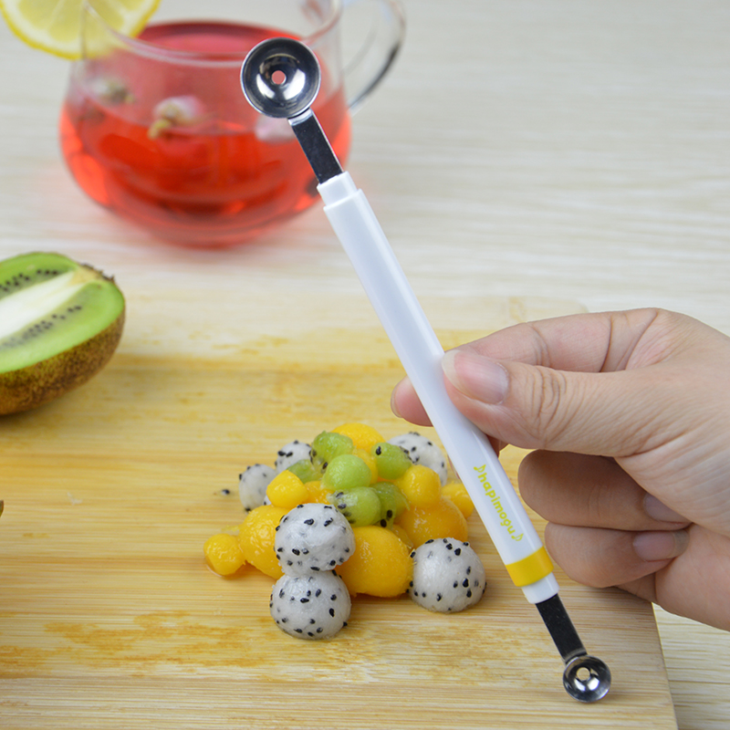 Stainless Steel Double end Cooking Tool, Mini Apple Ball Digger Melon, Kitchen DIY Accessories Gadgets, Spoon Ice Cream