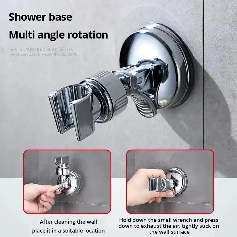 Adjustable Suction Cup Shower Head Holder and Bathroom Rack