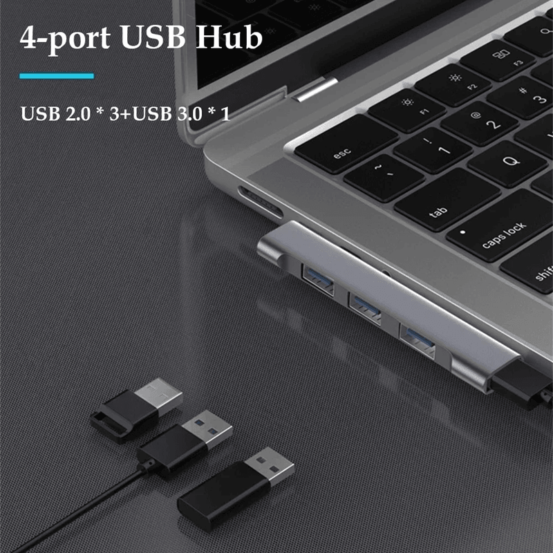 4 Port USB 3.0 Hub High Speed Type C Splitter for PC and Laptop