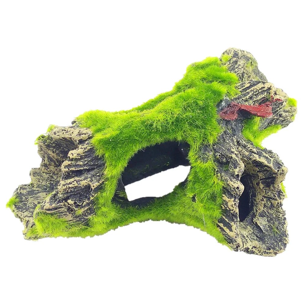 Aquarium Decoration: Moss Tree House Resin Cave for Fish and Shrimp Hiding