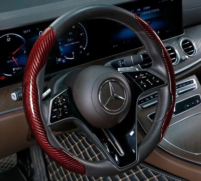 Microfiber Leather Steering Wheel Cover with Carbon Fiber Look