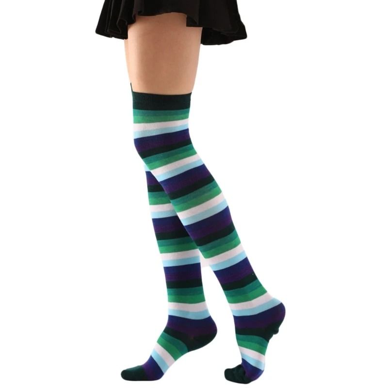 Vibrant Multi Tone Over Knee Aesthetic Socks