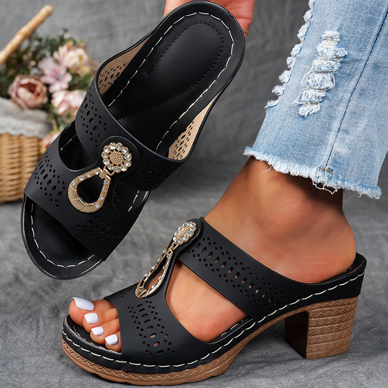 Luxury Platform Womens Sandals, Peep Toe Heels & Heeled Slippers for Summer Fashion, Comfortable Stylish Footwear
