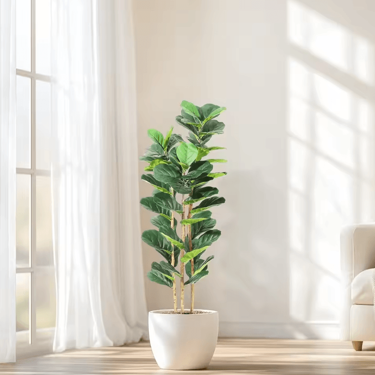 5–7FT Artificial Fiddle Leaf Fig Tree with Pot – Realistic Faux Indoor Statement Plant
