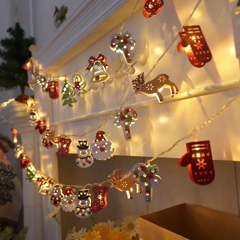 Christmas Deer Snowflake LED String Lights with Battery Powered Fairy Illumination
