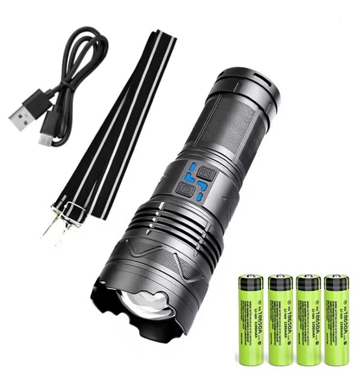 High Power Laser Flashlight with Super Bright LED Spotlight and Long Range Zoom