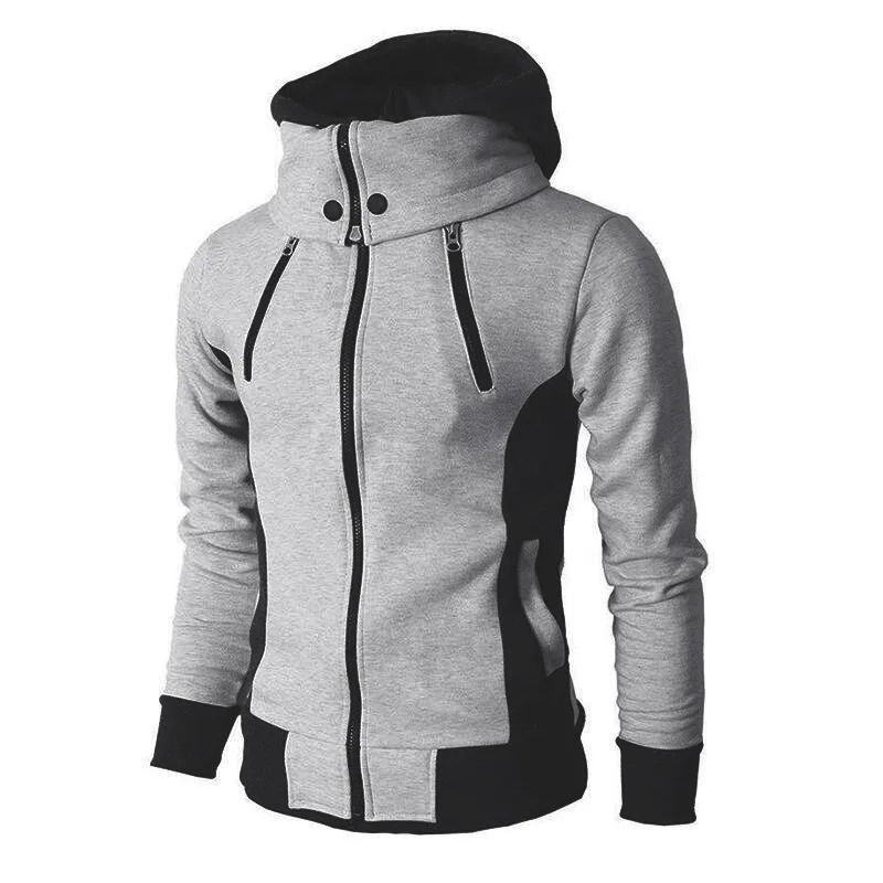 Men Slim Fit Fleece Bomber Jacket with Scarf Collar and Hood