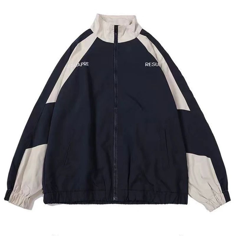 Hip Hop Varsity Jacket Patchwork College Style Windbreaker