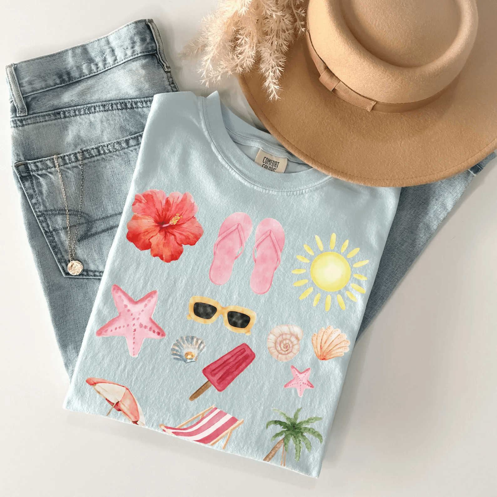 Comfort Colors Summer Shirt Tropical Vacation Beach Graphic Tee Ocean Summer Time Shirt