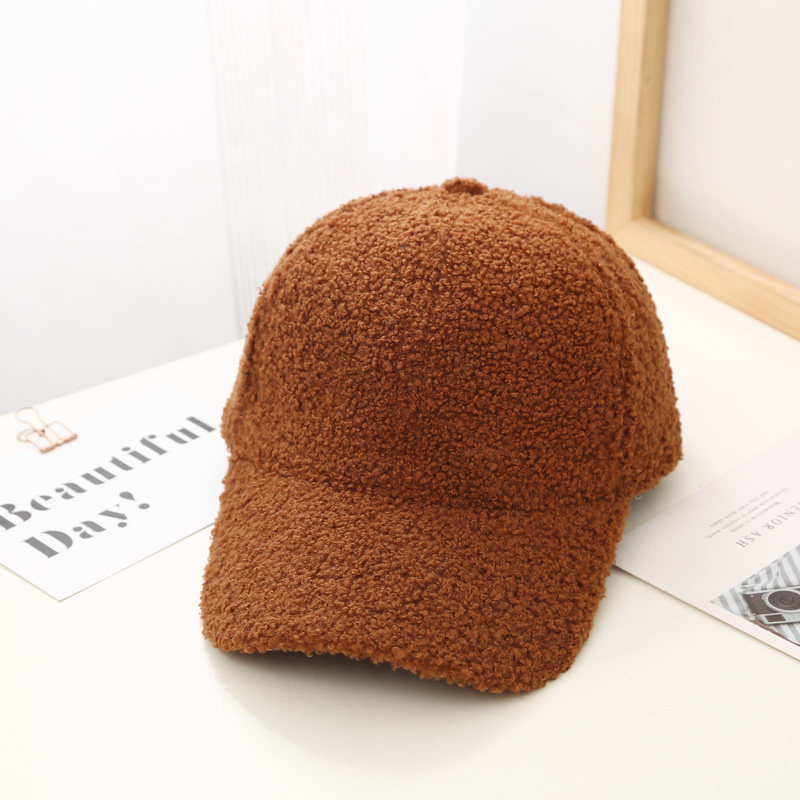 Plush Baseball Caps Spring, Autumn Winter Baseball Cap Women, Tide Warm Lamb Wool Hats
