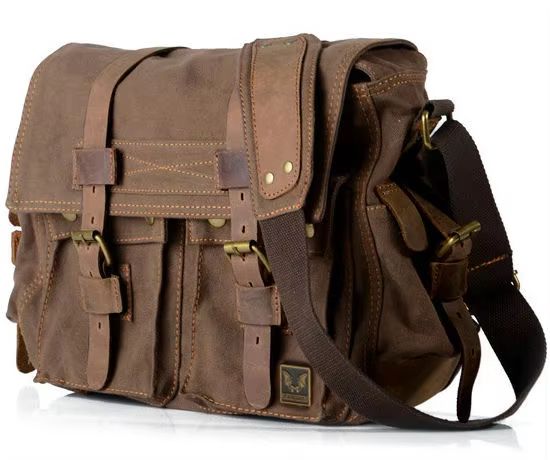 I AM LEGEND Canvas and Genuine Leather Men's Messenger Bag