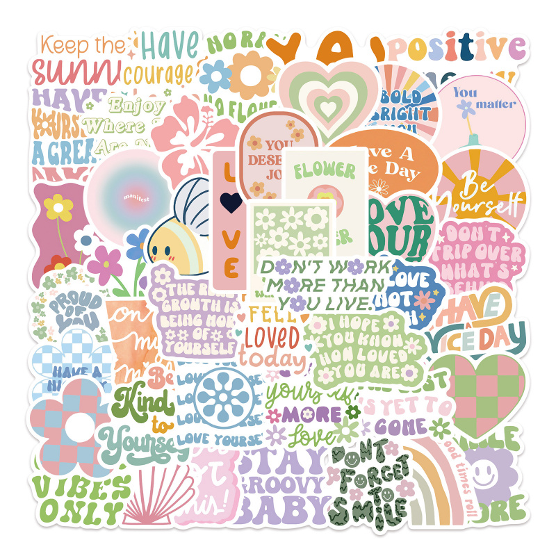 DIY Graffiti Sticker Decoration, Cartoon Pink Inspirational Statement for Journal, Luggage, Guitar