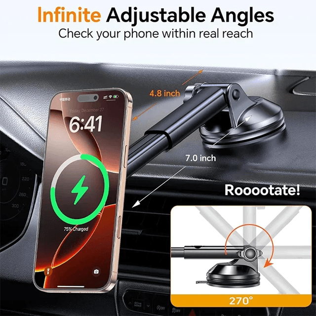 UYUXIO Magnetic Wireless Car Charger Fast Charging Phone Mount for iPhone