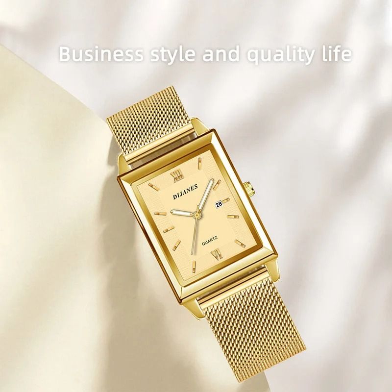 Luxury Fashion Gold Stainless Steel Wristwatch