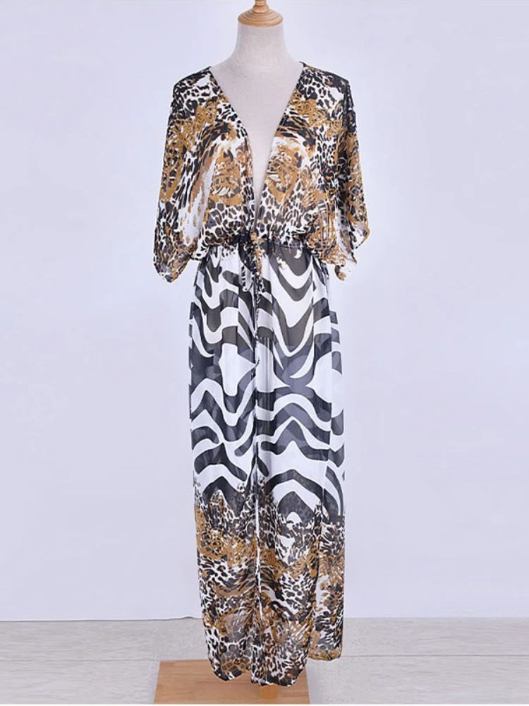 Leopard Print Chiffon Beach Kimono