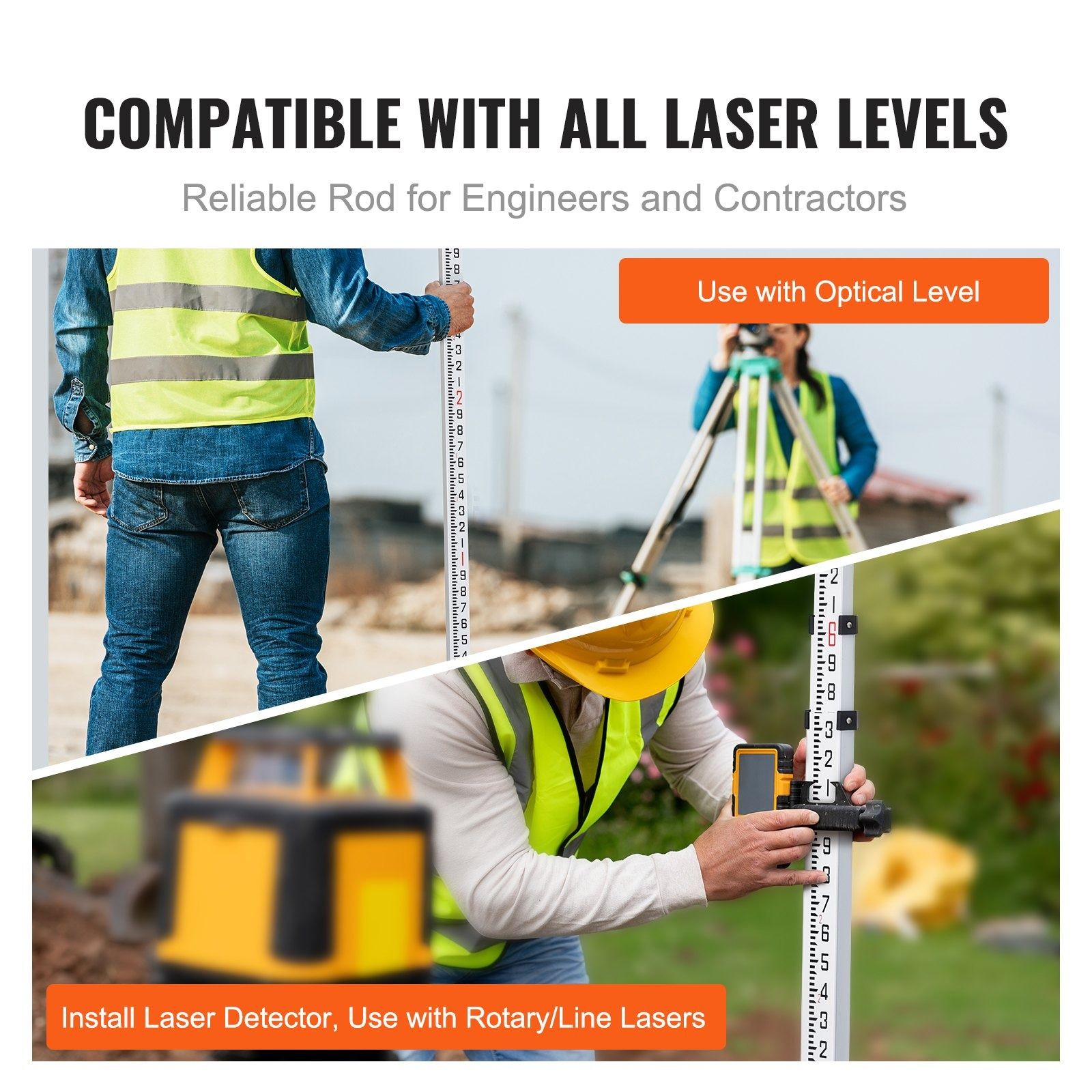 Aluminum Grade Rod Telescopic Leveling Rod with Bubble Level & Carry Bag