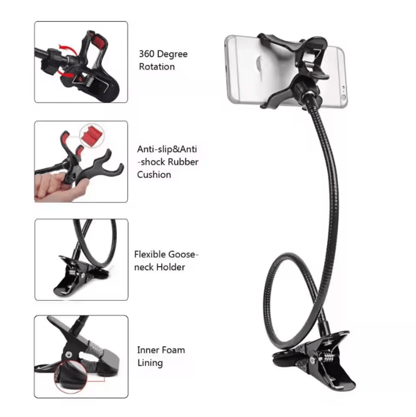 Flexible Lazy Arm Mobile Phone Holder – Adjustable Bed & Desk Mount Stand