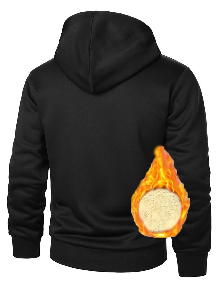 Men Lamb Fleece Zip Hoodie Thick Warm Sherpa Jacket