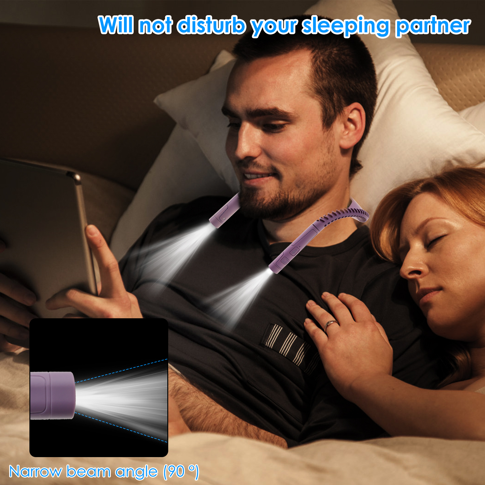 Bendable Neck Light, 15 Speed Brightness, Type C Rechargeable LED Reading Light for Camping