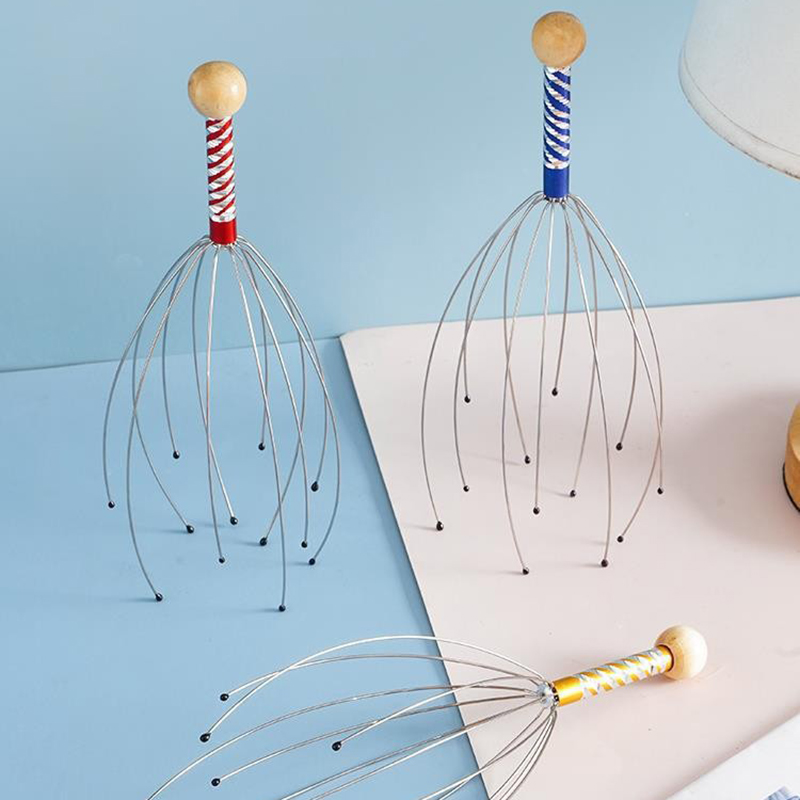 Stainless Steel Octopus Head Massager, Engraved Scalp Scratcher, Brain Relaxer, Itch Reliever, Massage Claw