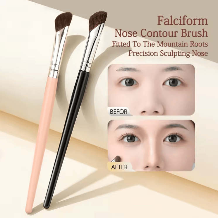 Dual Color Sickle Shaped Nose Contour Brush Set for Precise Shading and Seamless Blending