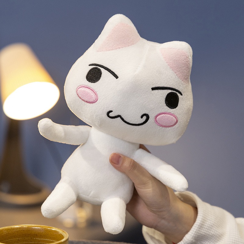 Lovely Cat Plush Toy Black & White Cartoon Animal Plushie for Room Decoration & Birthday Gifts