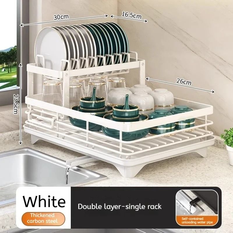 Adjustable Over Sink Dish Drying Rack Stainless Steel Kitchen Organizer