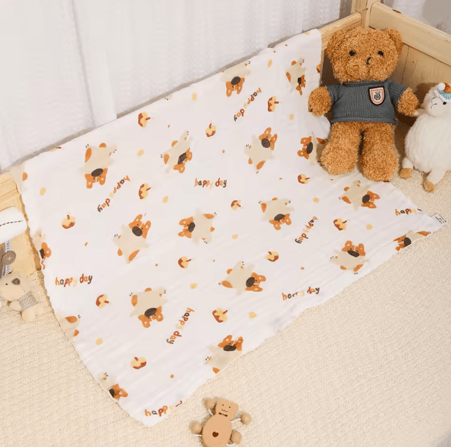 PureGauze Cotton Baby Bath Towel Four Layer Muslin Swaddle Blanket