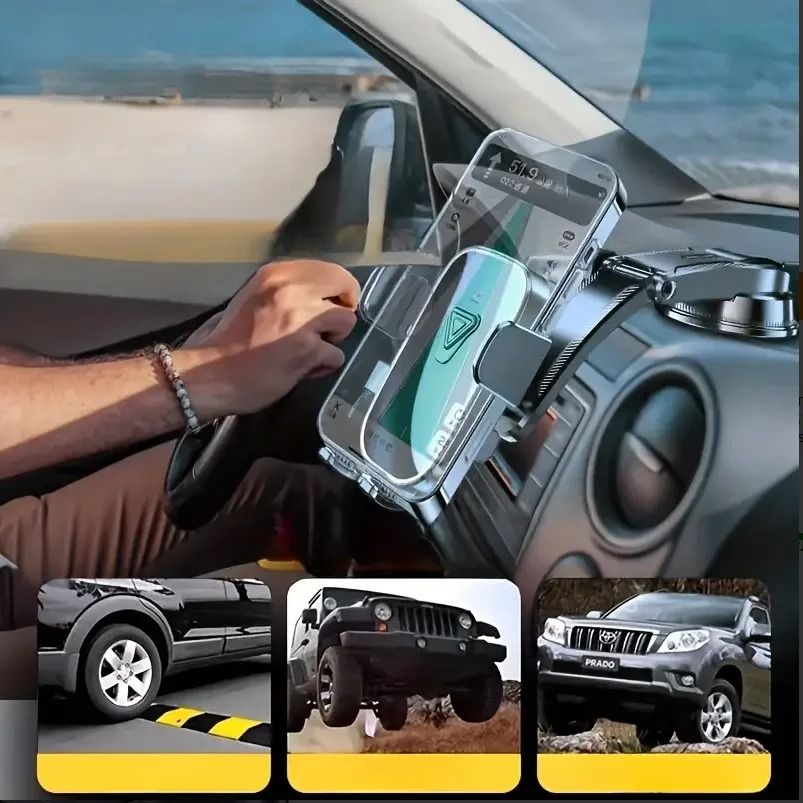 360° Rotatable Multifunctional Car Phone Holder – Strong Vacuum Suction Mount