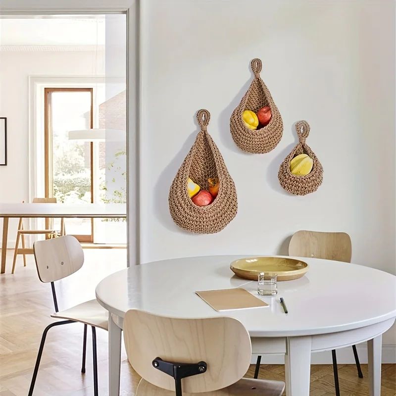 3 Pcs kitchen wall organizers – Fruit & Vegetable Storage Organizer with Hooks for Kitchen & Pantry