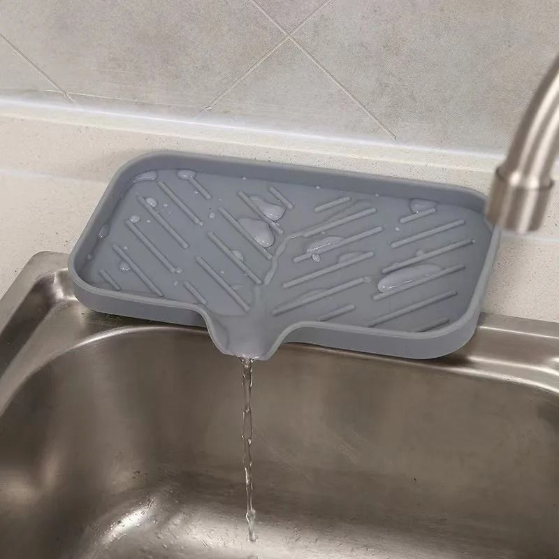 Silicone Sink Tray Drain Soap Sponge Holder Kitchen Sink Organizer