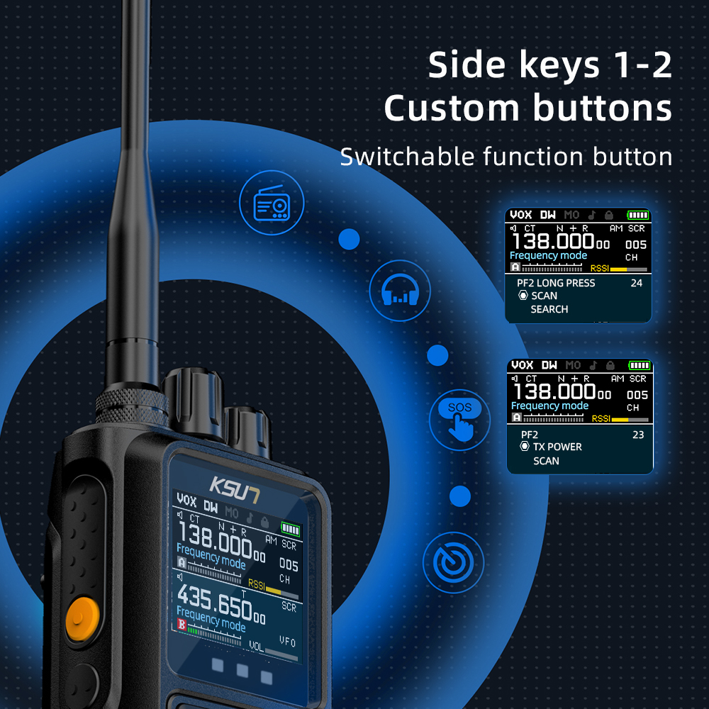 KSUN Dual Band Long Range Walkie Talkie Professional Two Way Radio