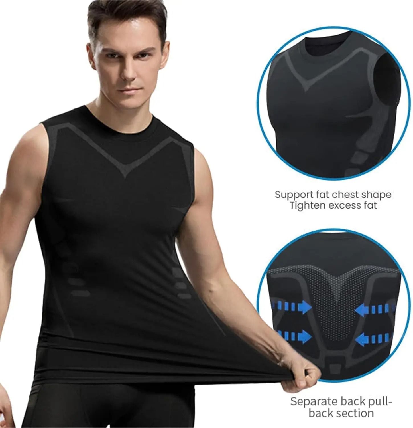 Mens Shapewear Compression Vest Body Shaper Sleeveless Tank