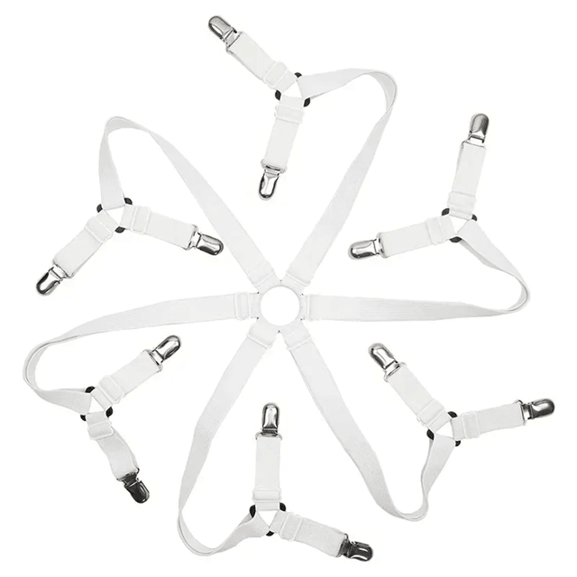 Adjustable Bed Sheet Holder Straps with Elastic Clips