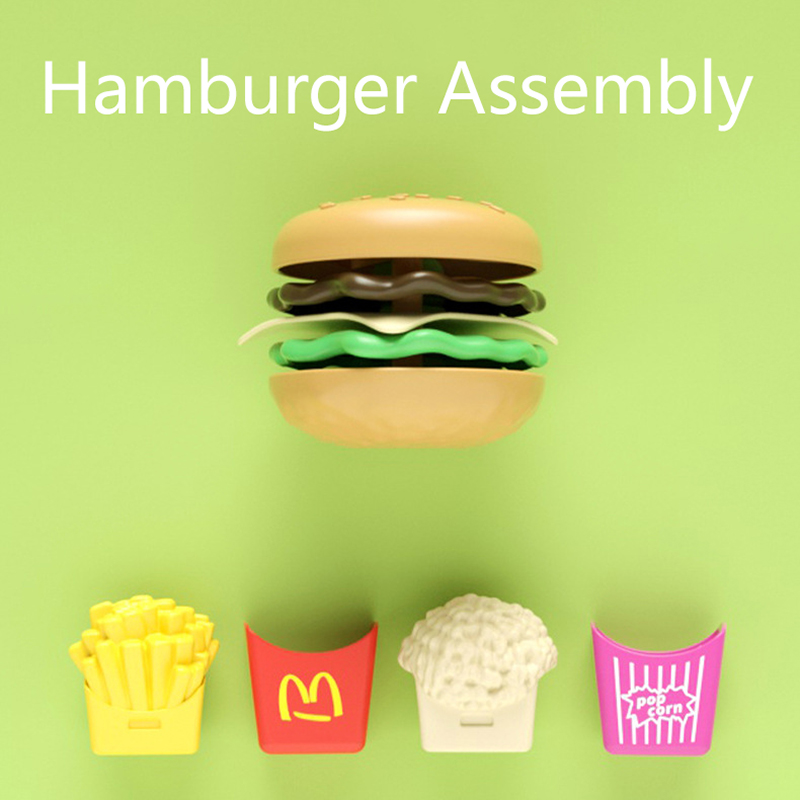 Kid's Mini Simulation Food Kitchen Toys Set, Pretend Play Cooking Toys Gifts, Hamburger Fries Sandwich Burger Assembly